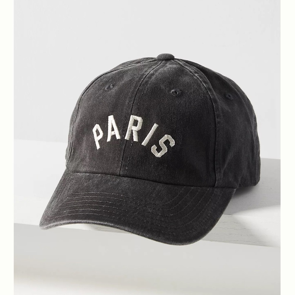 Anthro “Paris” baseball cap NEW The Wanderlust Paris Baseball hat black one size